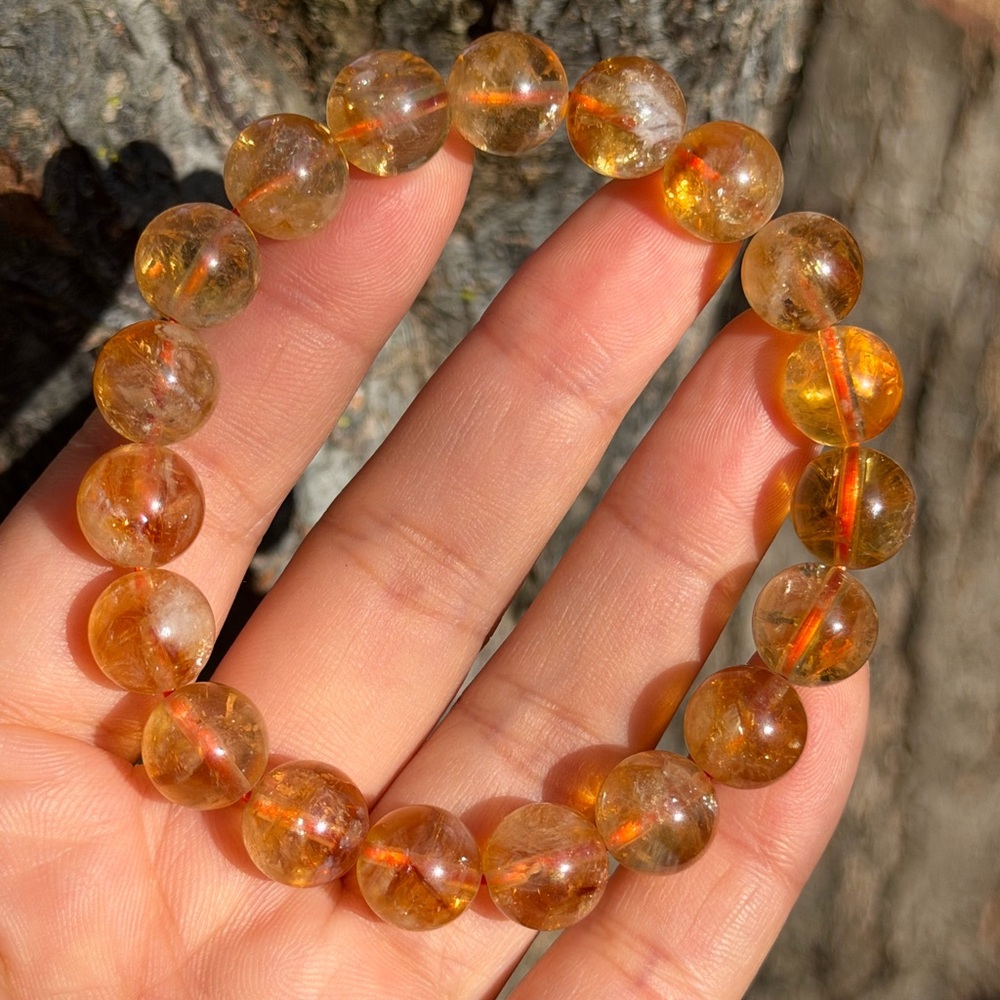 10.5mm‎ stretchable citrine bracelet 0708